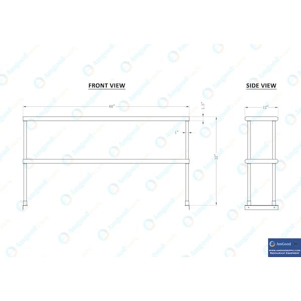 Amgood 12in X 60in Stainless Steel Double-Tier Shelf - AMG DOS-1260