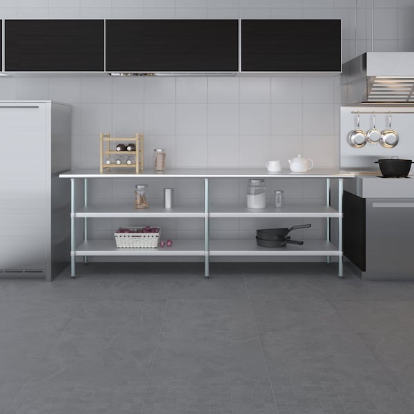 Amgood 24x96 Prep Table with Stainless Steel Top and 2 Shelves - AMG WT-2496-2SH
