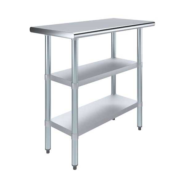 Amgood 18x36 Prep Table with Stainless Steel Top and 2 Shelves - AMG WT-1836-2SH