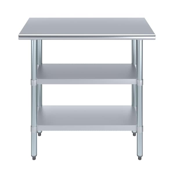 Amgood 18x36 Prep Table with Stainless Steel Top and 2 Shelves - AMG WT-1836-2SH