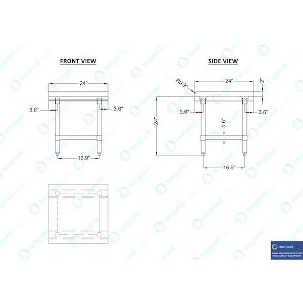 Amgood 24in x 24in Stainless Steel Equipment Stand - AMG ES-2424