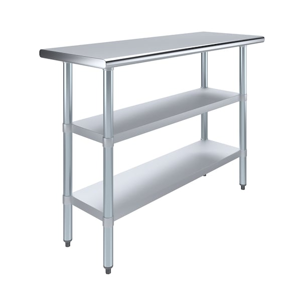 Amgood 18x48 Prep Table with Stainless Steel Top and 2 Shelves - AMG WT-1848-2SH