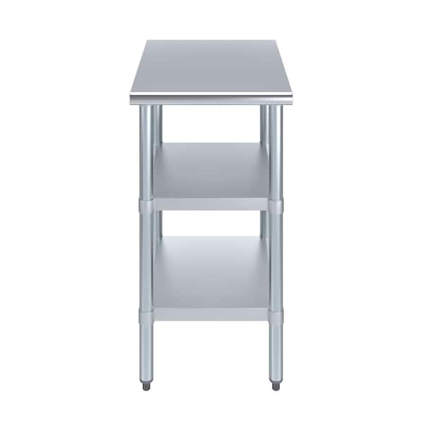 Amgood 24x18 Prep Table with Stainless Steel Top and 2 Shelves - AMG WT-2418-2SH