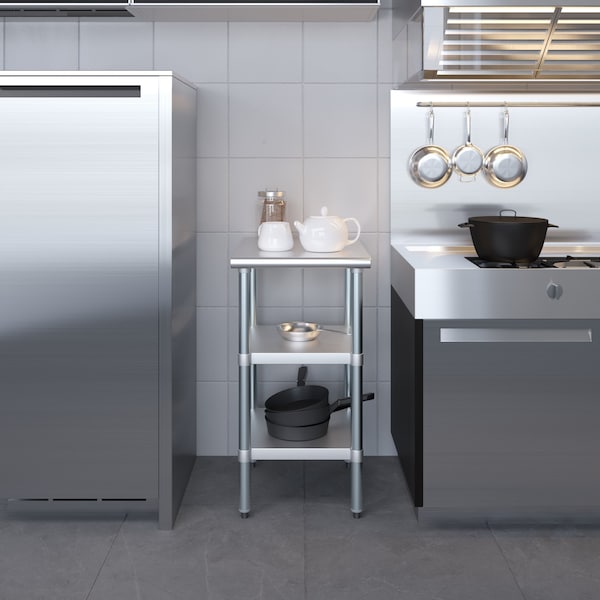 Amgood 24x18 Prep Table with Stainless Steel Top and 2 Shelves - AMG WT-2418-2SH