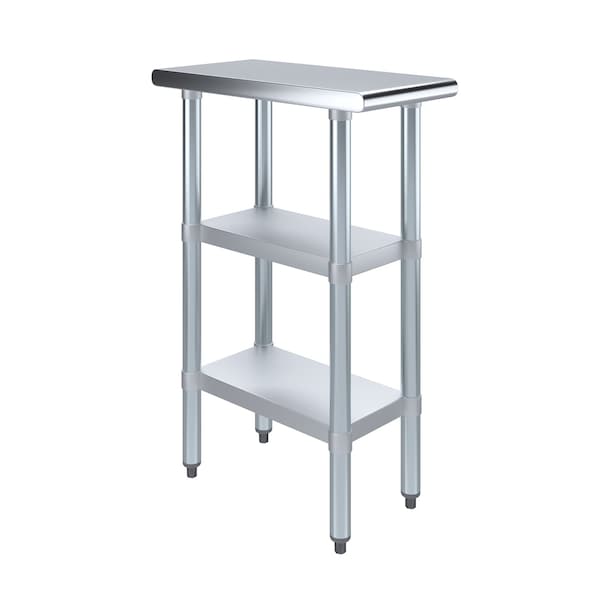 Amgood 24x12 Prep Table with Stainless Steel Top and 2 Shelves - AMG WT-2412-2SH