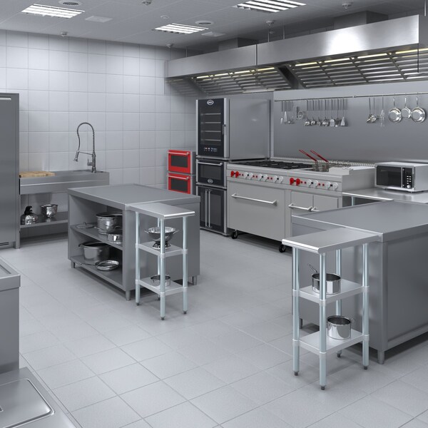 Amgood 24x12 Prep Table with Stainless Steel Top and 2 Shelves - AMG WT-2412-2SH
