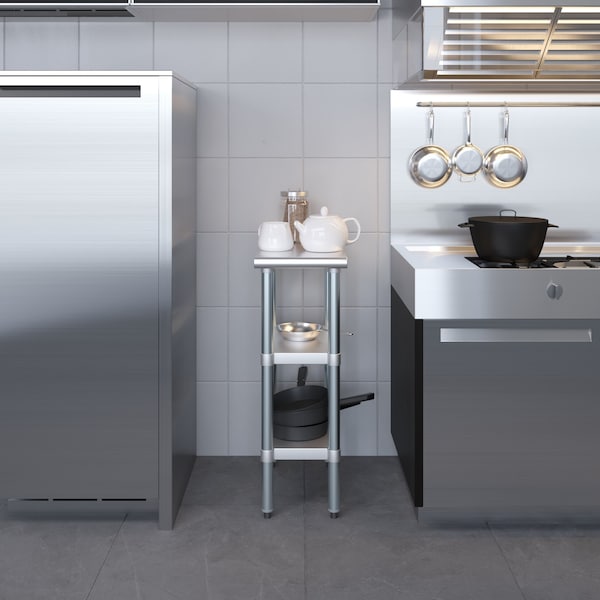 Amgood 24x12 Prep Table with Stainless Steel Top and 2 Shelves - AMG WT-2412-2SH