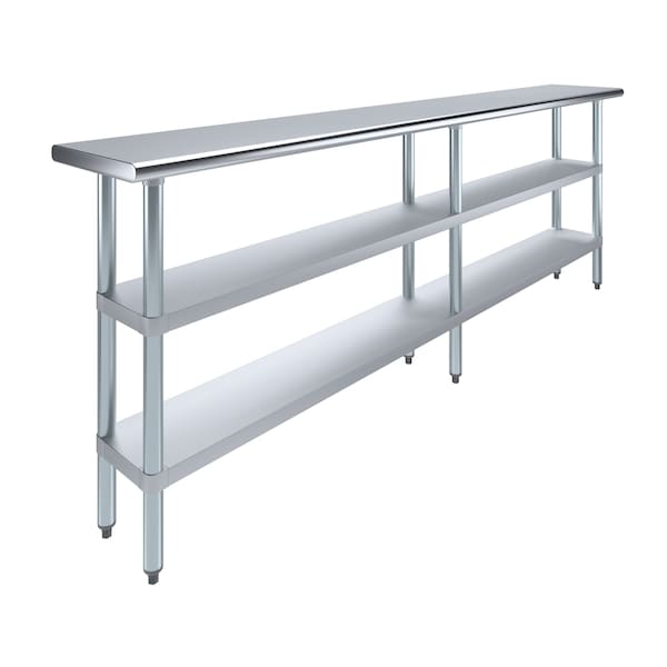 Amgood 14x96 Prep Table with Stainless Steel Top and 2 Shelves - AMG WT-1496-2SH