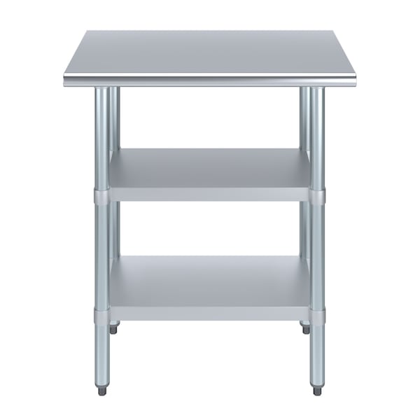 Amgood 18x30 Prep Table with Stainless Steel Top and 2 Shelves - AMG WT-1830-2SH