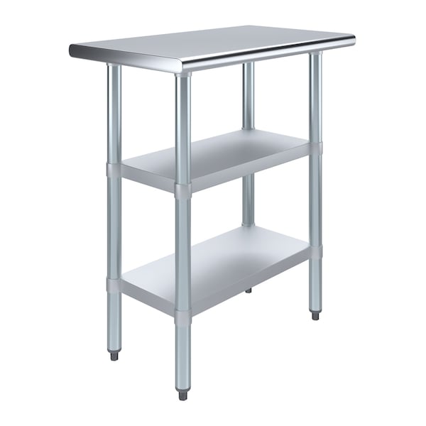 Amgood 18x30 Prep Table with Stainless Steel Top and 2 Shelves - AMG WT-1830-2SH