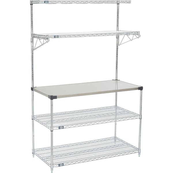 Global Industrial Industrial Microwave Food Prep Station, 48W x 24D x 74H, Chrome - 806279