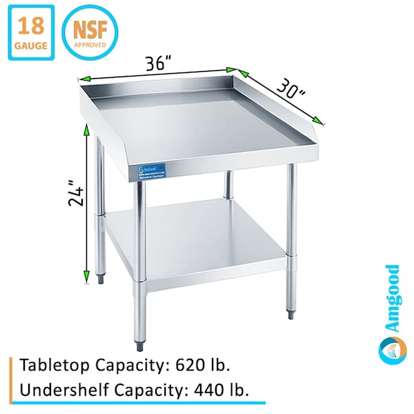 Amgood 30in x 36in Stainless Steel Equipment Stand - AMG ES-3036