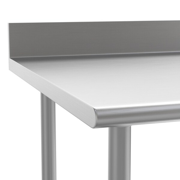 Flash Furniture Reese 430 Stainless Steel 18 Gauge 30-in x 48-in Table w/Adjustable Shelf and 4-in Backsplash - NH-WT-3048-GG-B4-GG