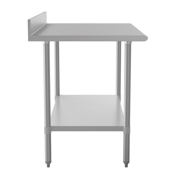 Flash Furniture Reese 430 Stainless Steel 18 Gauge 30-in x 48-in Table w/Adjustable Shelf and 4-in Backsplash - NH-WT-3048-GG-B4-GG