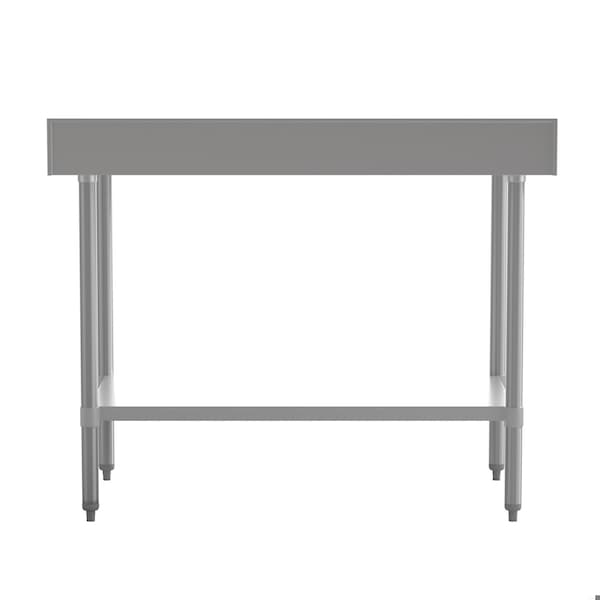 Flash Furniture Reese 430 Stainless Steel 18 Gauge 30-in x 48-in Table w/Adjustable Shelf and 4-in Backsplash - NH-WT-3048-GG-B4-GG