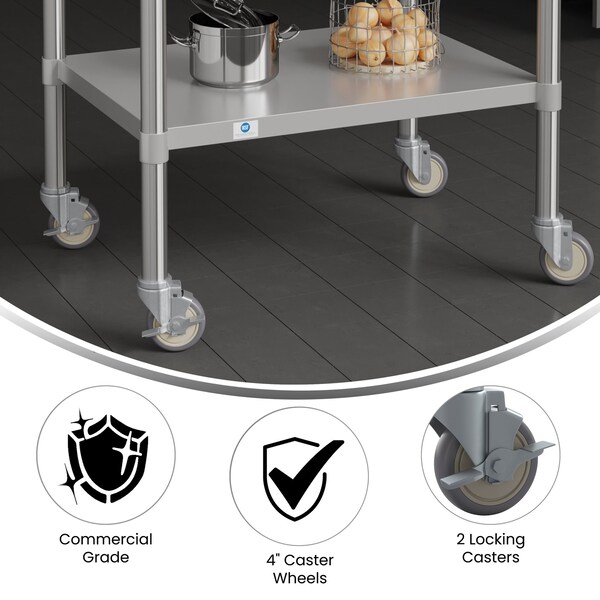 Flash Furniture Summit Set of 4 Commercial Grade HD Kitchen Casters w/2 Swivel Casters and 2 Locking Casters - NH-W01-GG
