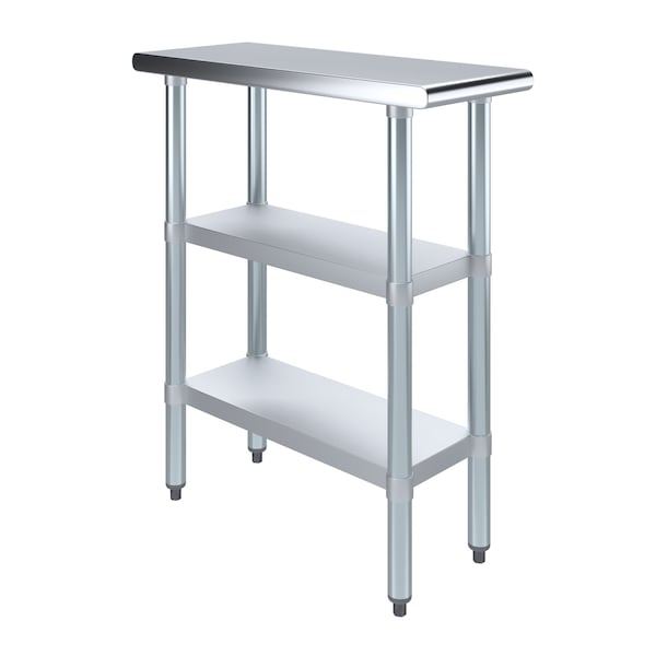 Amgood 30x12 Prep Table with Stainless Steel Top and 2 Shelves - AMG WT-3012-2SH