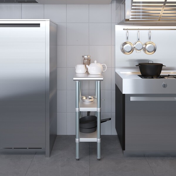 Amgood 30x12 Prep Table with Stainless Steel Top and 2 Shelves - AMG WT-3012-2SH