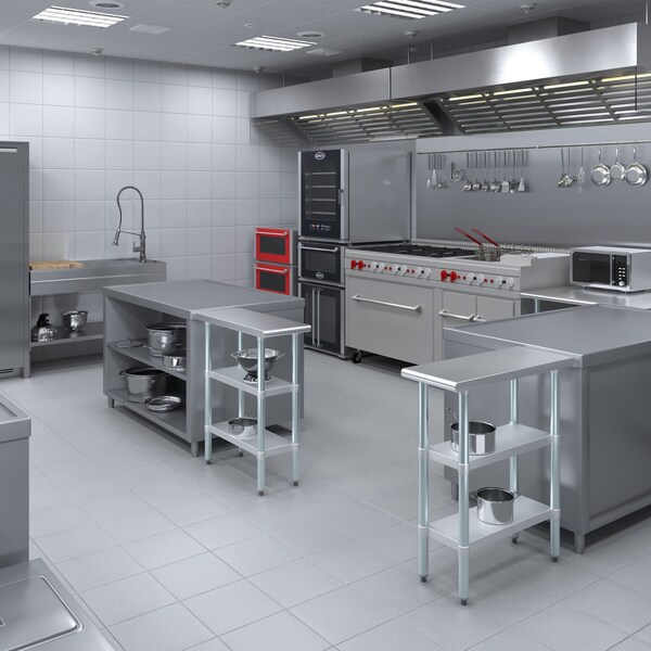 Amgood 30x12 Prep Table with Stainless Steel Top and 2 Shelves - AMG WT-3012-2SH