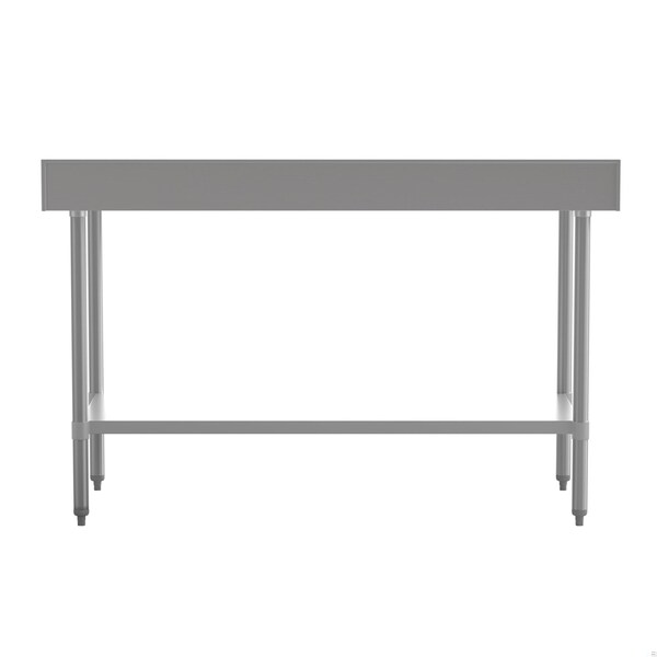 Flash Furniture Reese 430 Stainless Steel 18 Gauge 30-in x 60-in Table w/Adjustable Shelf and 4-in Backsplash - NH-WT-3060-GG-B4-GG