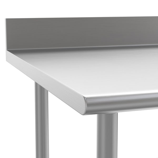 Flash Furniture Reese 430 Stainless Steel 18 Gauge 30-in x 60-in Table w/Adjustable Shelf and 4-in Backsplash - NH-WT-3060-GG-B4-GG