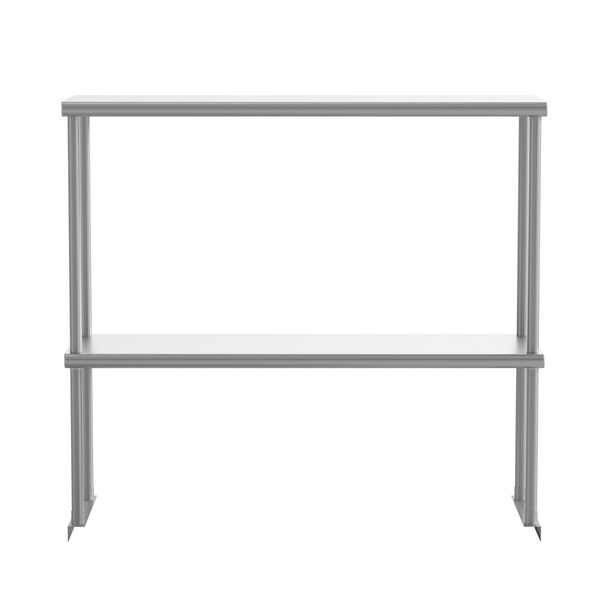 Flash Furniture Reese 430 Stainless Steel 18 Gauge NSF Certified 36-in x 12-in Metal Kitchen Double Overshelf - NH-OSD-1236-GG