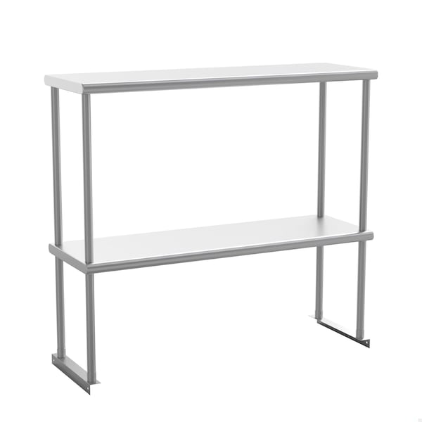 Flash Furniture Reese 430 Stainless Steel 18 Gauge NSF Certified 36-in x 12-in Metal Kitchen Double Overshelf - NH-OSD-1236-GG