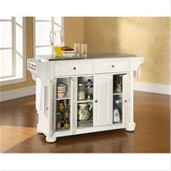Modern Marketing Crosley Furniture Alexandria Stainless Steel Top Kitchen Island In White Finish - KF30002AWH