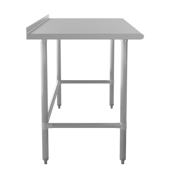 Flash Furniture Reese 430 Stainless Steel 18 Gauge Open Base Kitchen Prep and Work Table w/1.5-in Backsplash - NH-WT-3072-OG-B1-5-GG
