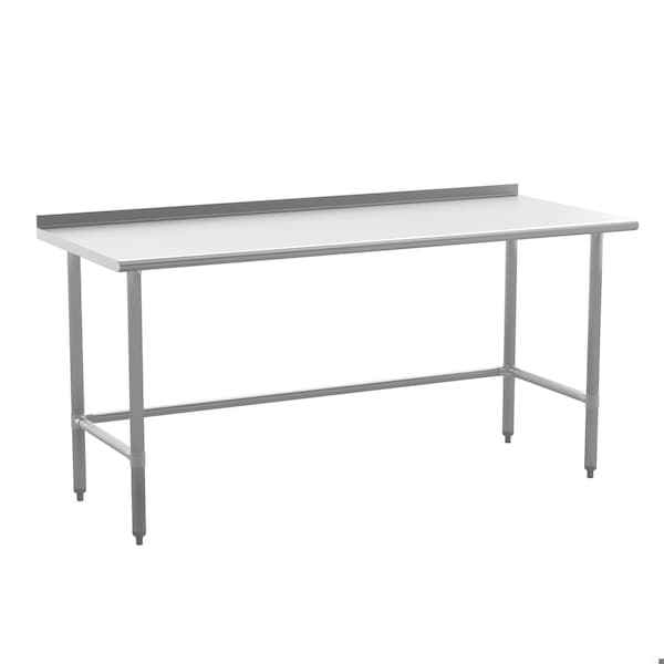 Flash Furniture Reese 430 Stainless Steel 18 Gauge Open Base Kitchen Prep and Work Table w/1.5-in Backsplash - NH-WT-3072-OG-B1-5-GG