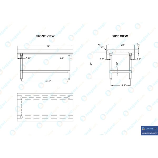 Amgood 24in x 48in Stainless Steel Equipment Stand - AMG ES-2448