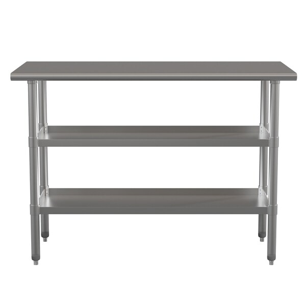 Flash Furniture 48 x 24 Stainless Steel Work Table-2 Undershelves - NH-WT-GU-2448-GG
