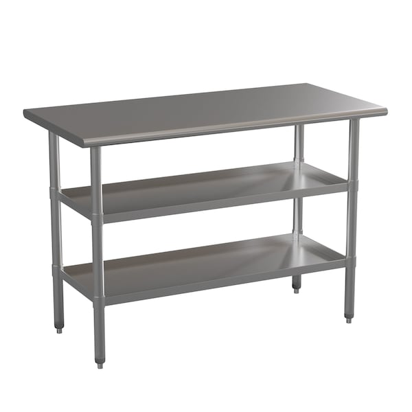 Flash Furniture 48 x 24 Stainless Steel Work Table-2 Undershelves - NH-WT-GU-2448-GG