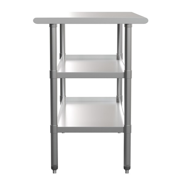 Flash Furniture 48 x 24 Stainless Steel Work Table-2 Undershelves - NH-WT-GU-2448-GG