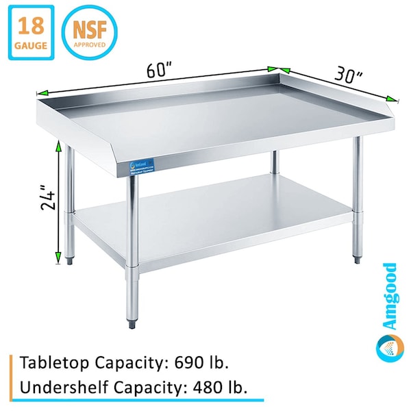 Amgood 30in x 60in Stainless Steel Equipment Stand - AMG ES-3060