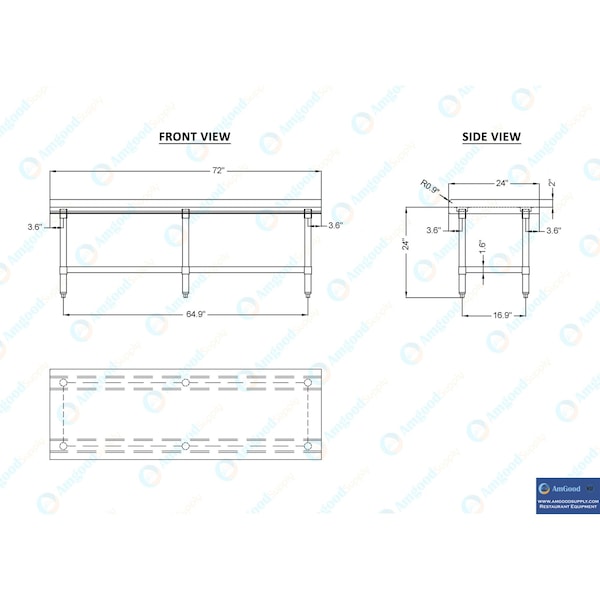 Amgood 24in x 72in Stainless Steel Equipment Stand - AMG ES-2472