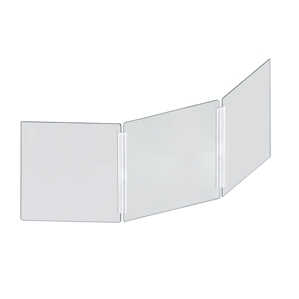 Azar Displays Medium Tri Fold Clear Acrylic Plexiglass Shield PPE 53.5”x23.5” - 176192-100