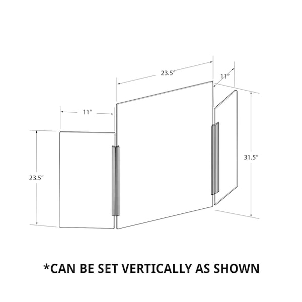 Azar Displays Large Tri Fold Clear Acrylic Plexiglass Shield PPE 53.5”x23.5” - 176194-100