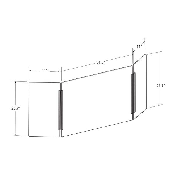 Azar Displays Large Tri Fold Clear Acrylic Plexiglass Shield PPE 53.5”x23.5” - 176194-100