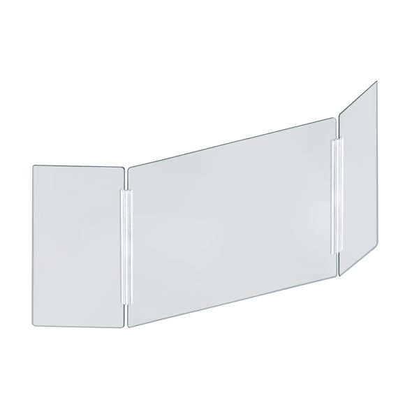 Azar Displays Large Tri Fold Clear Acrylic Plexiglass Shield PPE 53.5”x23.5” - 176194-100