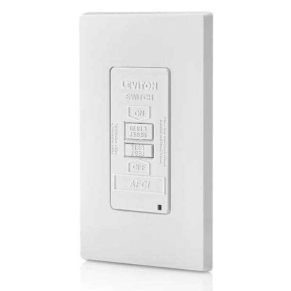 Leviton AFCI Receptacle, Circuit Breaker, 125V AC, 20A, 2 Poles - AFRBF-W