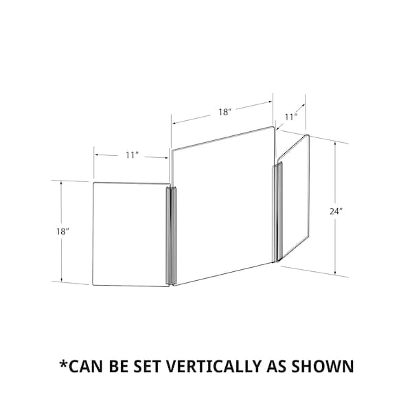 Azar Displays Small Tri Fold Clear Acrylic Plexiglass Shield PPE 53.5”x23.5” - 176190-100