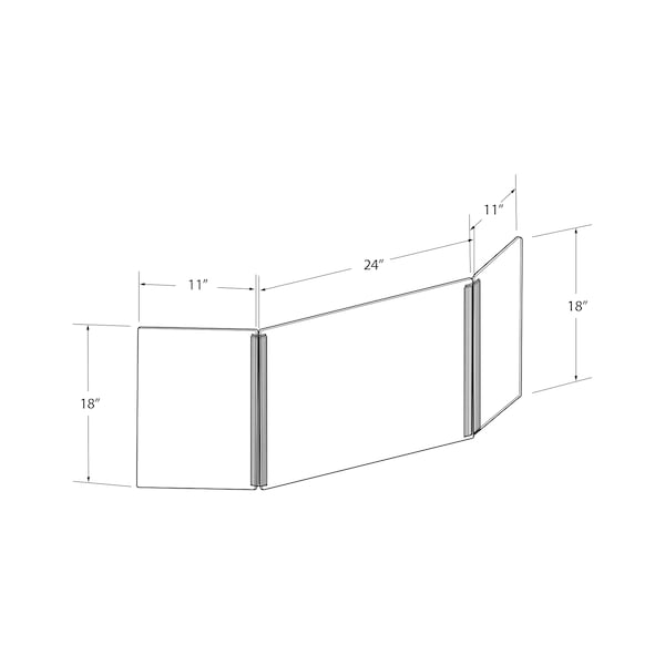 Azar Displays Small Tri Fold Clear Acrylic Plexiglass Shield PPE 53.5”x23.5” - 176190-100