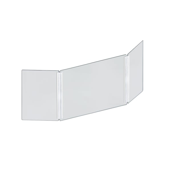 Azar Displays Small Tri Fold Clear Acrylic Plexiglass Shield PPE 53.5”x23.5” - 176190-100