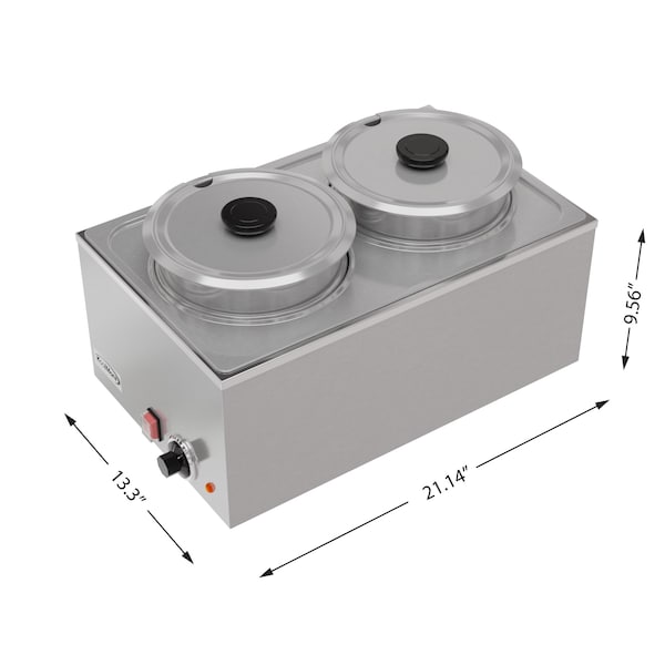 Koolmore Bain Marie Countertop Food Warmer, Soup Station, and Buffet Table Server with Two Serving Pots - CFW-4
