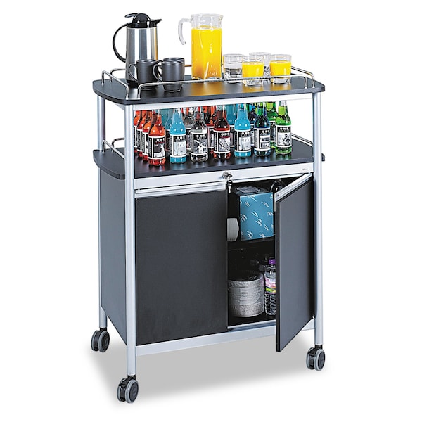 Safco Mobile Beverage Cart, 33-1/2w x 21-3/4d x 43h, Black - 8964BL