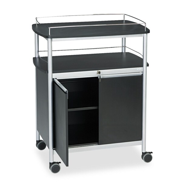 Safco Mobile Beverage Cart, 33-1/2w x 21-3/4d x 43h, Black - 8964BL