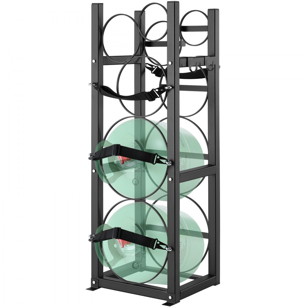 VEVOR Refrigerant Tank Rack, with 2 x 30lbs and Other 3 Small Bottle Tanks, Cylinder Tank Rack 12.79x12.99x47.12 in, Refrigerant Cylinder Rack and Holders for Freon, Gases, Oxygen, Nitrogen - QPCFJ305MM28FNID7V0