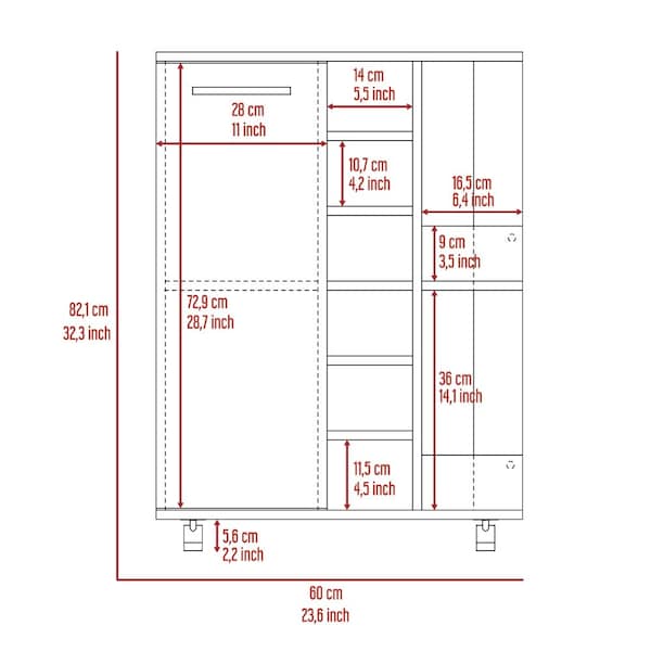 Tuhome Bar Cart, Two External Shelves, Four Casters, Six Built-in Wine Rack, Single Door Cabinet, Espresso - MLC3988