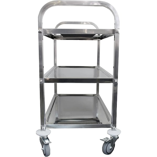 Amgood Stainless Steel Dining Cart, 3 Shelf Heavy Duty Utility Cart on Wheels, 34in L x 18in W - AMG RP3-2 CART